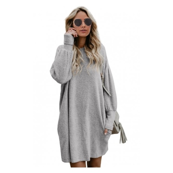 Dresses & Skirts - Long Lantern Sleeve Knitted Sweater Dress